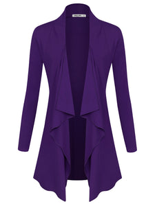 WSK2105 Women's Drape Front Open Cardigan Long Sleeve Irregular Hem