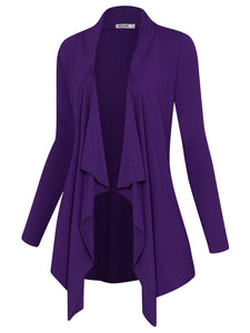 WSK2105 Women's Drape Front Open Cardigan Long Sleeve Irregular Hem
