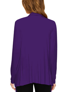 WSK2105 Women's Drape Front Open Cardigan Long Sleeve Irregular Hem