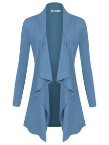WSK2105 Women's Drape Front Open Cardigan Long Sleeve Irregular Hem