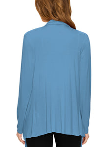WSK2105 Women's Drape Front Open Cardigan Long Sleeve Irregular Hem