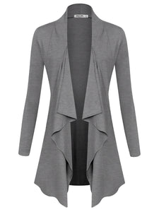 WSK2105 Women's Drape Front Open Cardigan Long Sleeve Irregular Hem