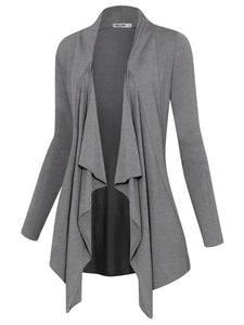 WSK2105 Women's Drape Front Open Cardigan Long Sleeve Irregular Hem