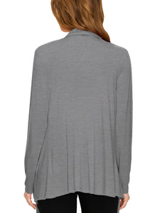WSK2105 Women's Drape Front Open Cardigan Long Sleeve Irregular Hem