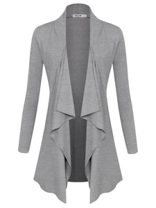 WSK2105 Women's Drape Front Open Cardigan Long Sleeve Irregular Hem