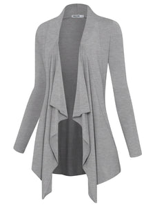 WSK2105 Women's Drape Front Open Cardigan Long Sleeve Irregular Hem