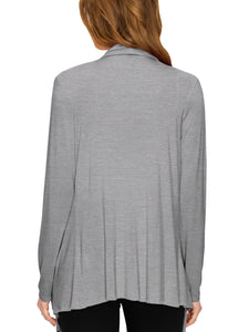 WSK2105 Women's Drape Front Open Cardigan Long Sleeve Irregular Hem