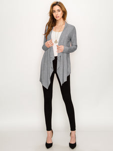 WSK2105 Women's Drape Front Open Cardigan Long Sleeve Irregular Hem