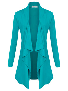 WSK2105 Women's Drape Front Open Cardigan Long Sleeve Irregular Hem