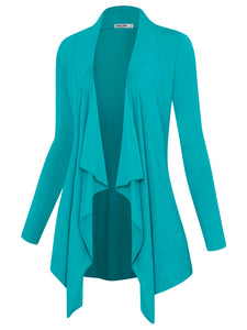 WSK2105 Women's Drape Front Open Cardigan Long Sleeve Irregular Hem