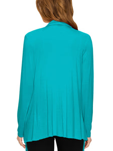 WSK2105 Women's Drape Front Open Cardigan Long Sleeve Irregular Hem