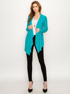 WSK2105 Women's Drape Front Open Cardigan Long Sleeve Irregular Hem