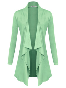 WSK2105 Women's Drape Front Open Cardigan Long Sleeve Irregular Hem