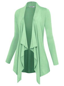 WSK2105 Women's Drape Front Open Cardigan Long Sleeve Irregular Hem