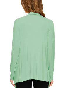 WSK2105 Women's Drape Front Open Cardigan Long Sleeve Irregular Hem