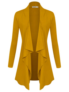 WSK2105 Women's Drape Front Open Cardigan Long Sleeve Irregular Hem