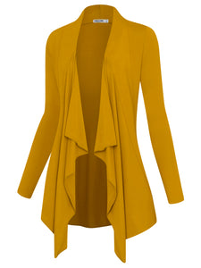 WSK2105 Women's Drape Front Open Cardigan Long Sleeve Irregular Hem
