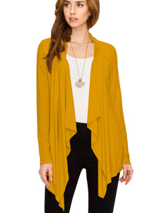 WSK2105 Women's Drape Front Open Cardigan Long Sleeve Irregular Hem