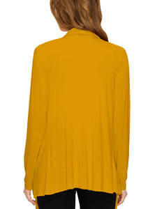 WSK2105 Women's Drape Front Open Cardigan Long Sleeve Irregular Hem