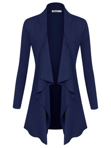 WSK2105 Women's Drape Front Open Cardigan Long Sleeve Irregular Hem