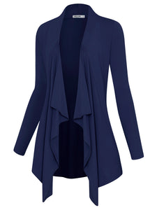 WSK2105 Women's Drape Front Open Cardigan Long Sleeve Irregular Hem