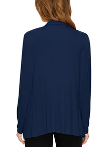 WSK2105 Women's Drape Front Open Cardigan Long Sleeve Irregular Hem