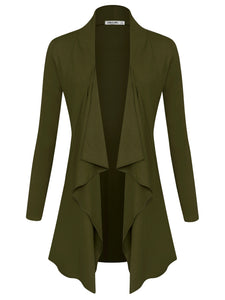 WSK2105 Women's Drape Front Open Cardigan Long Sleeve Irregular Hem
