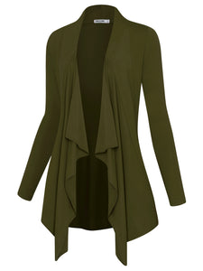 WSK2105 Women's Drape Front Open Cardigan Long Sleeve Irregular Hem