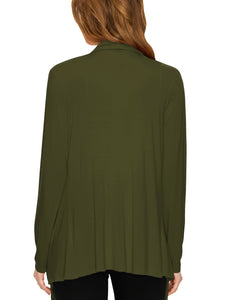 WSK2105 Women's Drape Front Open Cardigan Long Sleeve Irregular Hem