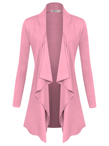 WSK2105 Women's Drape Front Open Cardigan Long Sleeve Irregular Hem