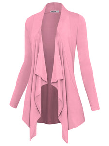 WSK2105 Women's Drape Front Open Cardigan Long Sleeve Irregular Hem
