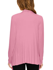 WSK2105 Women's Drape Front Open Cardigan Long Sleeve Irregular Hem