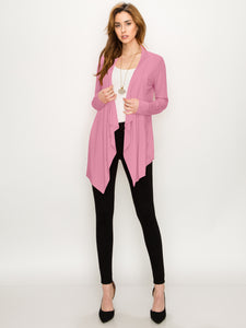 WSK2105 Women's Drape Front Open Cardigan Long Sleeve Irregular Hem