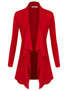 WSK2105 Women's Drape Front Open Cardigan Long Sleeve Irregular Hem
