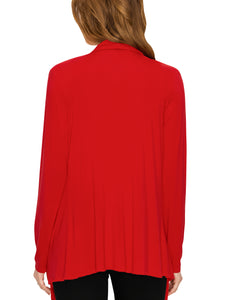 WSK2105 Women's Drape Front Open Cardigan Long Sleeve Irregular Hem