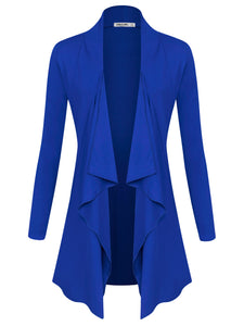 WSK2105 Women's Drape Front Open Cardigan Long Sleeve Irregular Hem