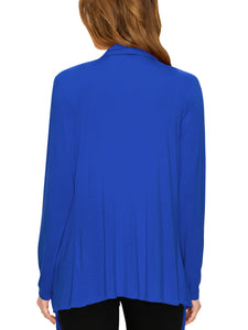 WSK2105 Women's Drape Front Open Cardigan Long Sleeve Irregular Hem