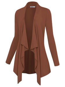 WSK2105 Women's Drape Front Open Cardigan Long Sleeve Irregular Hem
