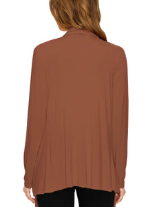 WSK2105 Women's Drape Front Open Cardigan Long Sleeve Irregular Hem