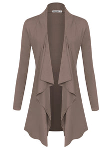 WSK2105 Women's Drape Front Open Cardigan Long Sleeve Irregular Hem