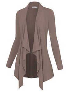 WSK2105 Women's Drape Front Open Cardigan Long Sleeve Irregular Hem
