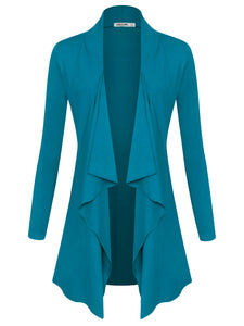 WSK2105 Women's Drape Front Open Cardigan Long Sleeve Irregular Hem