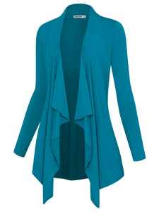 WSK2105 Women's Drape Front Open Cardigan Long Sleeve Irregular Hem