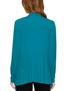 WSK2105 Women's Drape Front Open Cardigan Long Sleeve Irregular Hem
