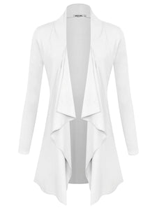 WSK2105 Women's Drape Front Open Cardigan Long Sleeve Irregular Hem