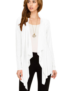 WSK2105 Women's Drape Front Open Cardigan Long Sleeve Irregular Hem