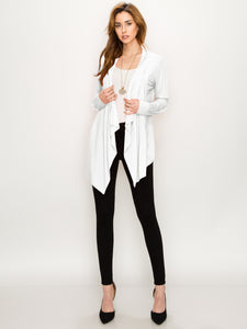 WSK2105 Women's Drape Front Open Cardigan Long Sleeve Irregular Hem