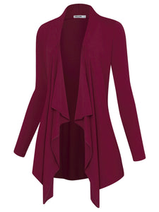 WSK2105 Women's Drape Front Open Cardigan Long Sleeve Irregular Hem