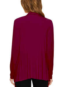 WSK2105 Women's Drape Front Open Cardigan Long Sleeve Irregular Hem