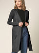 WSK2251 Long Sleeve Solid Open Front Long Knited Cardigan Sweater with Pocket